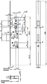 Rohrrahmenschloß WILKA 1438 PZ92/30,35,40,45 / Extra Langer  Stulp 380x24mm